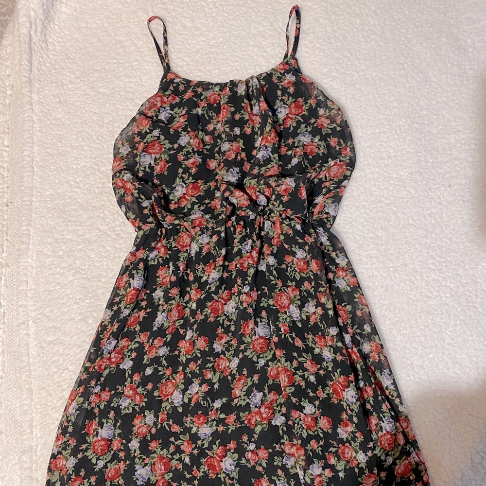 Summer mini dress floral rose print